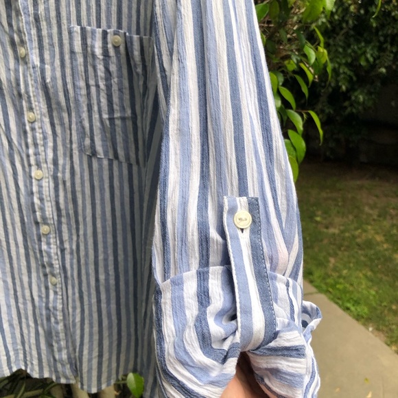💕*NWT*SANCTUARY BOYFRIEND RELAXED BLUE STRIPED L/S BUTTON DOWN! 🎊 - Picture 10 of 15